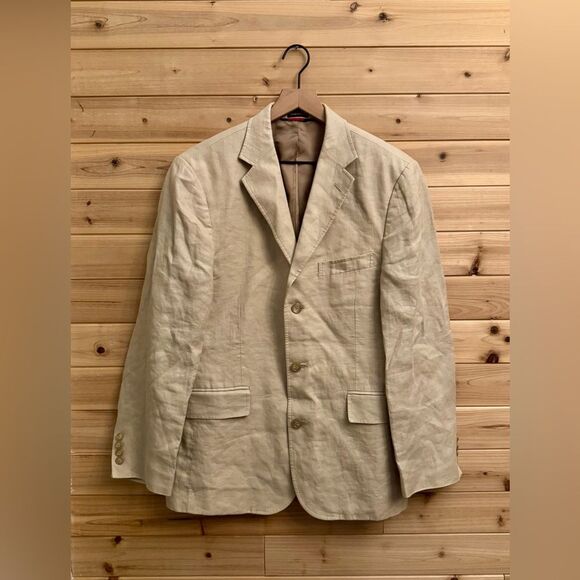 J.Crew Other - J Crew Size 38S Men’s 100% Irish Linen 3 Button Lined Tan Blazer Jacket